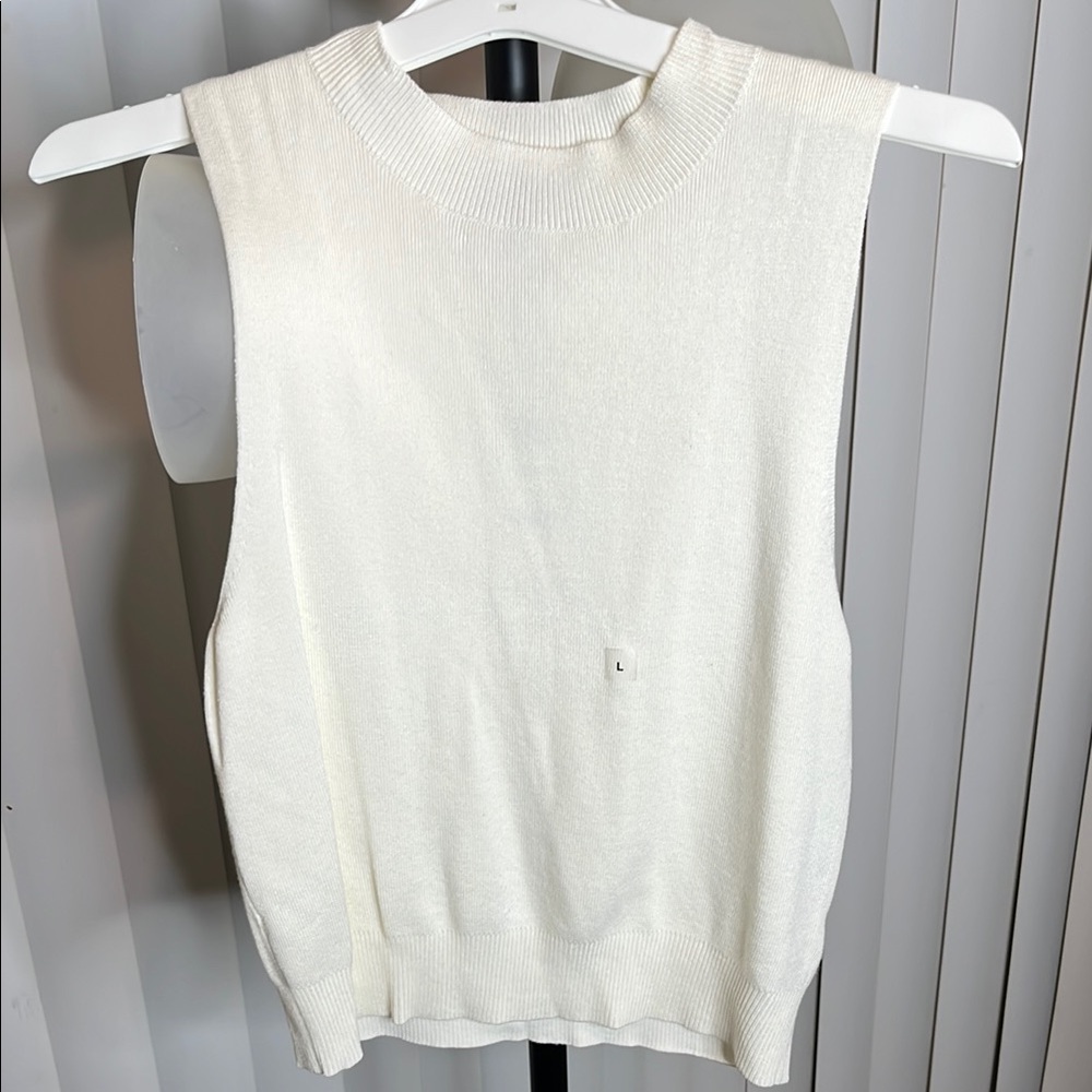 Sleeveless Cream Knit Sweater